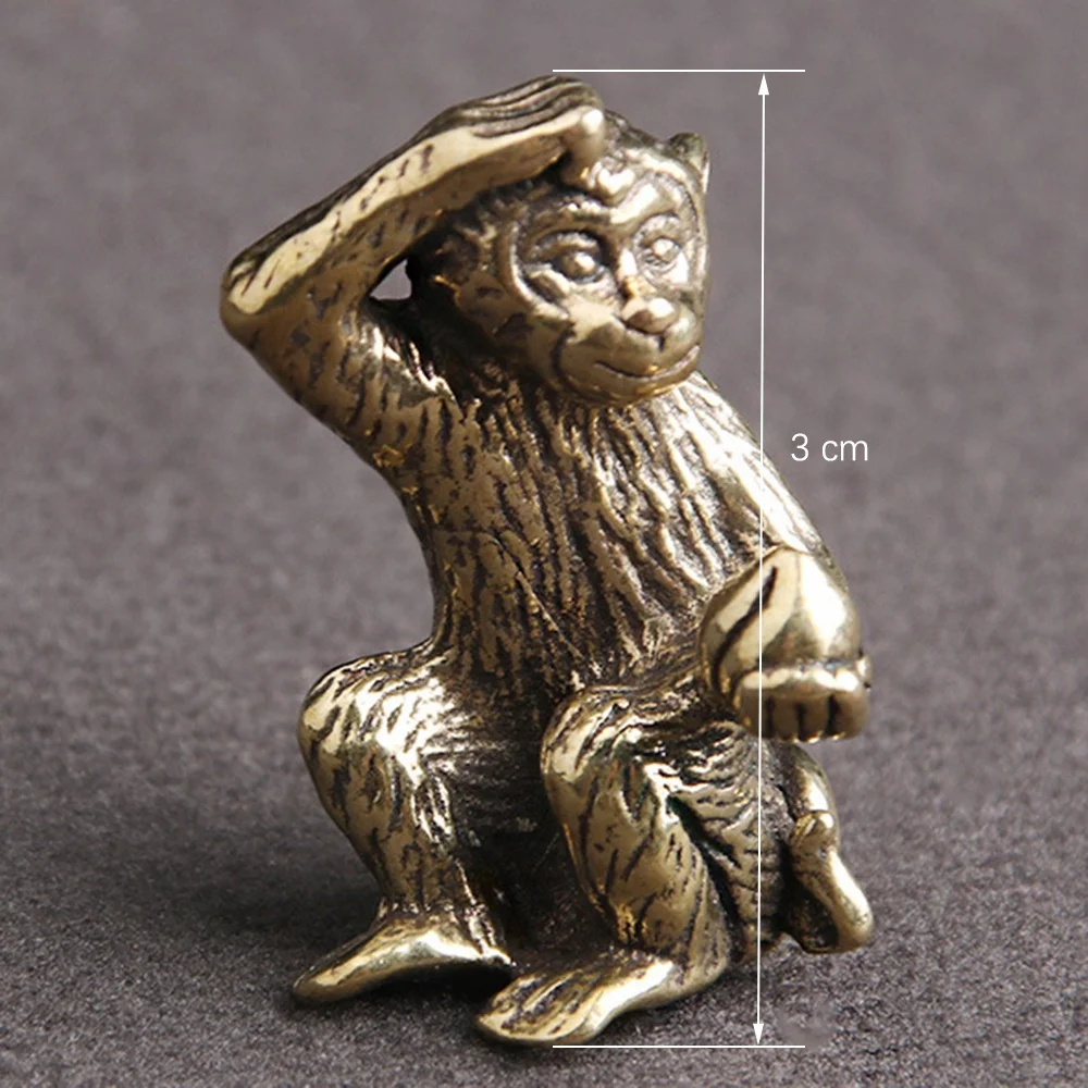 Bronze Mini Monkey Statue Monkey Statue Landscape Accessories, Tea Table, Desk Antique Small Bronze Ware-B51B