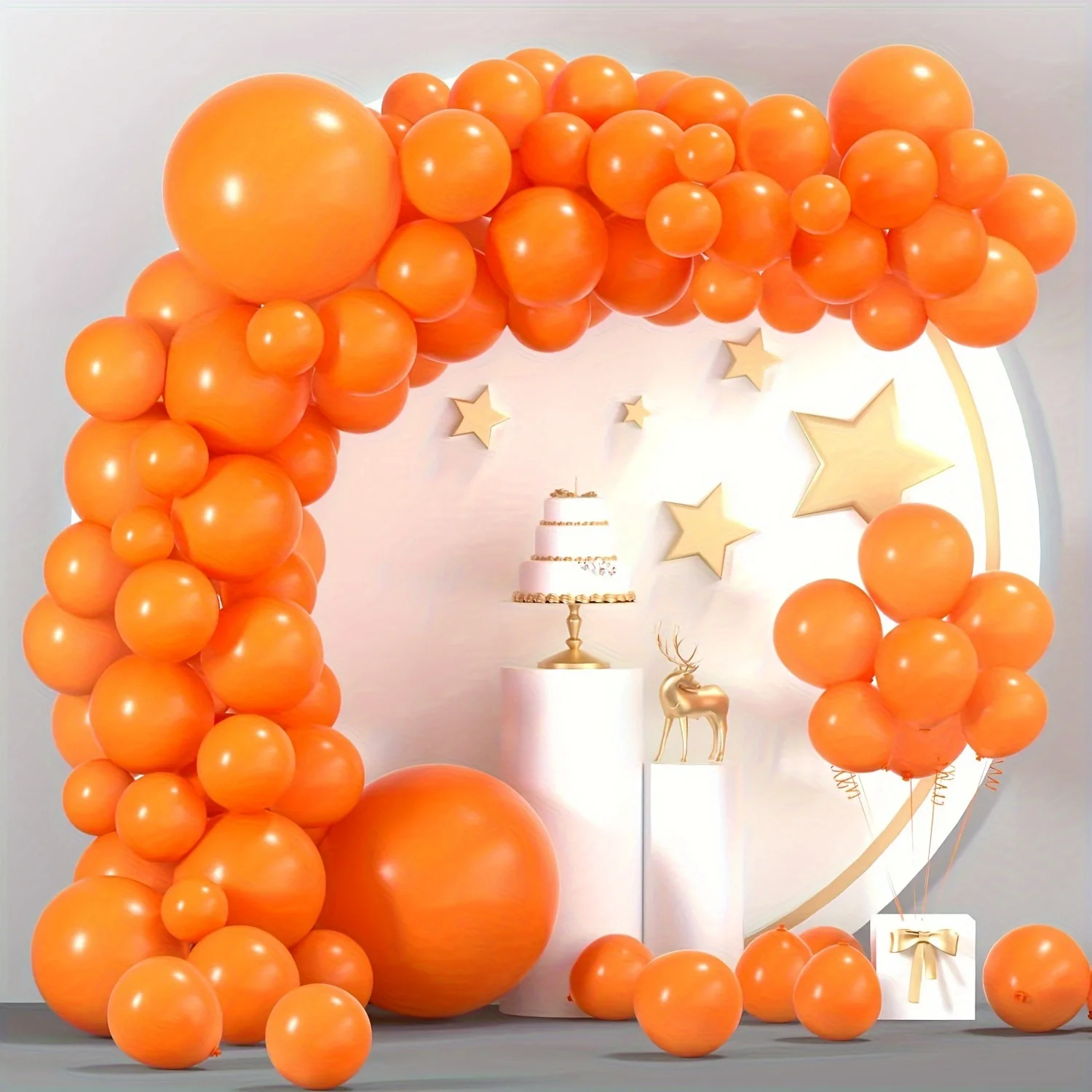 109 Pieces Orange Balloon Set 5/10/12/18 inch orange balloons and orange balloon ribbon