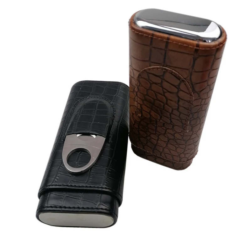 

Leather Cigar Travel Case with Cigar Cutter, Cigar Humidor Holder, Cigar Accessories, Pocket Wood, Gadget