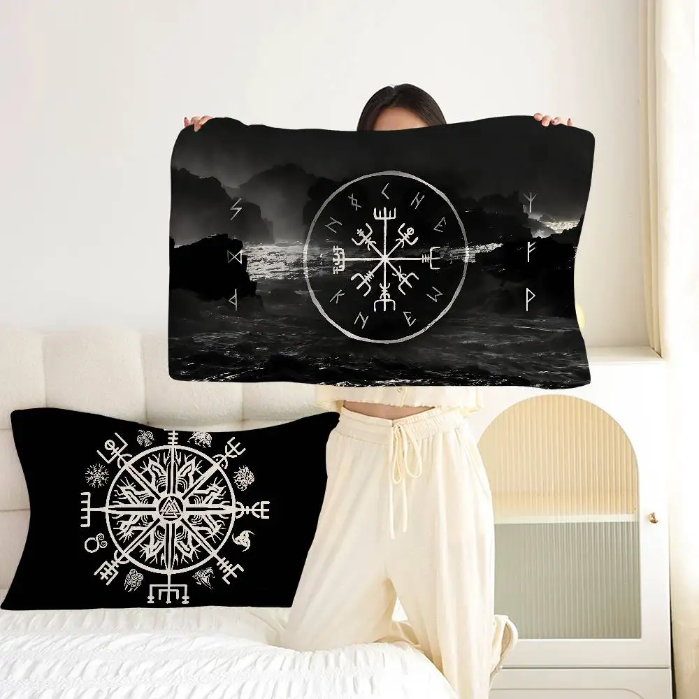 V-Viking Logo V-Vegvisir Luxury Quick-Dry Polyester Pillow Scarf - Moisture-Wicking & Breathable For Hot Sleepers