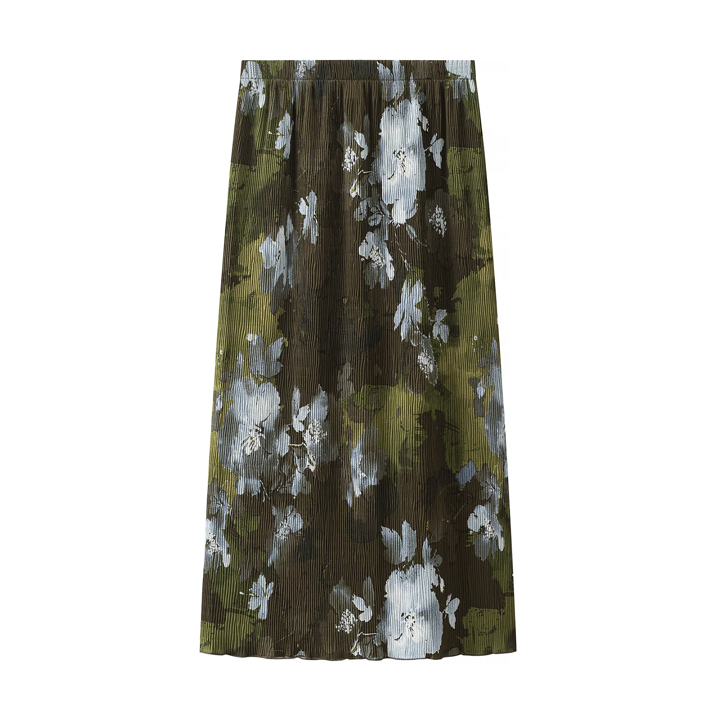 Dave&di Ink Wash Pleated Skirt With Clear And Cool Feeling, High Waist And Hanging Feeling, Medium Length Print