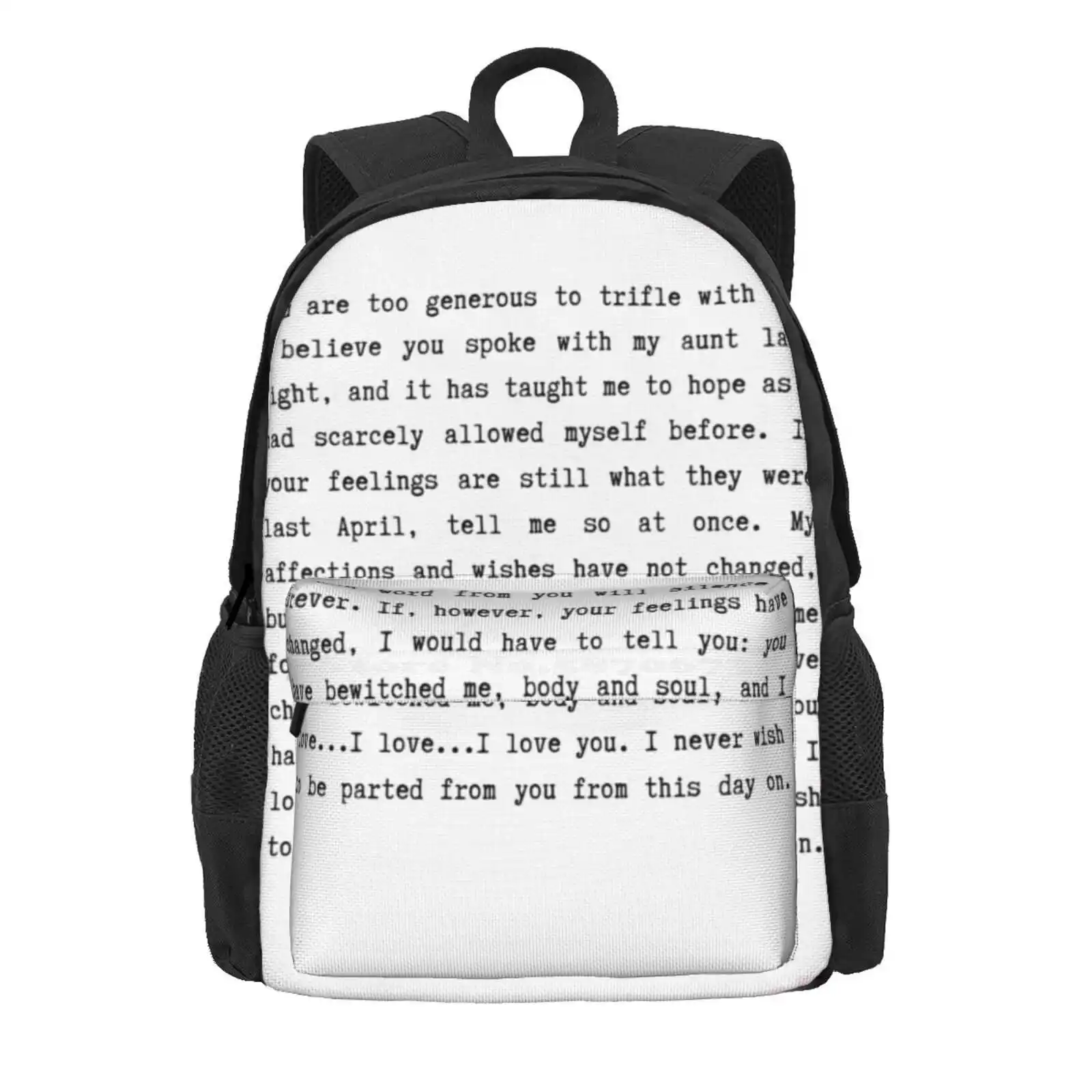 Pride & Prejudice (2005) I Love You Monologue Hot Sale Schoolbag Backpack Fashion Bags Pride Prejudice Jane Austen Pride And