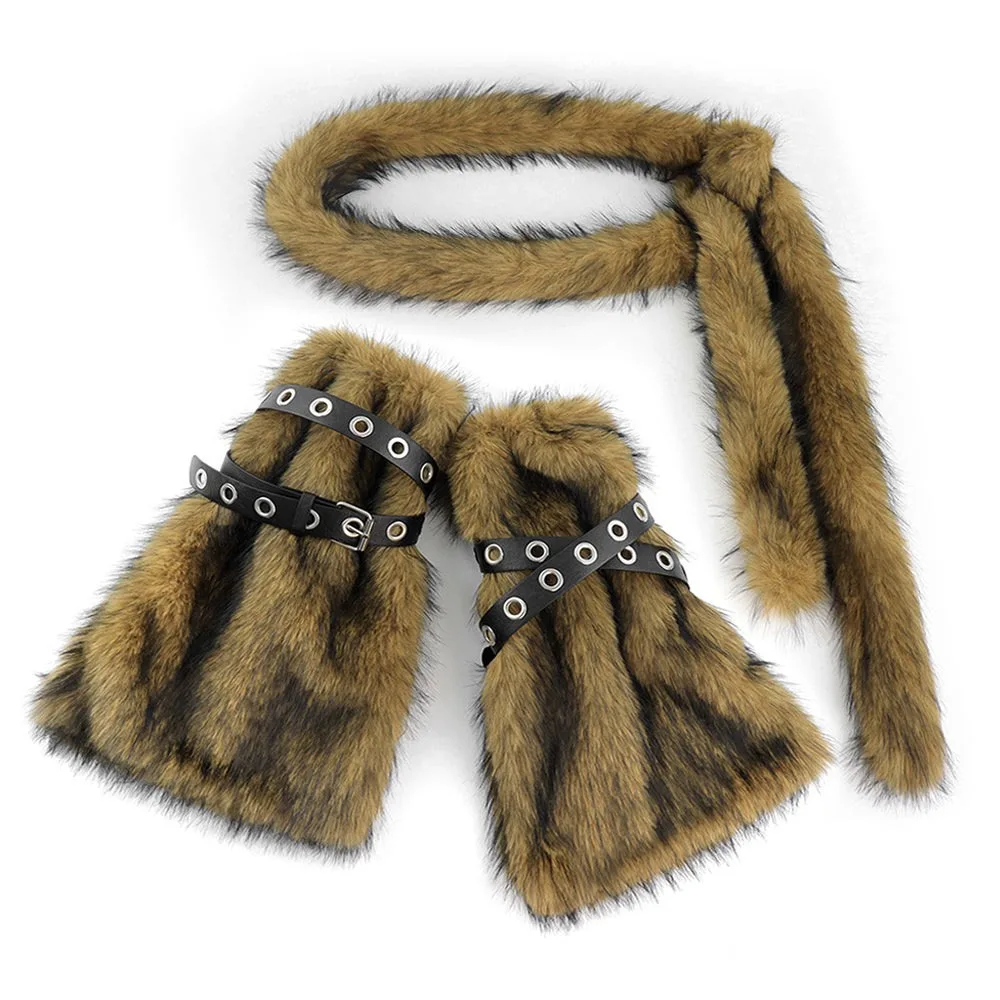 原宿風スーパーソフトパンクファーベルト-y2k-ふわふわプラッシュウエストチェーン-暖かいヒップホップジーンズベルト-ジーンズパンツデコレーション