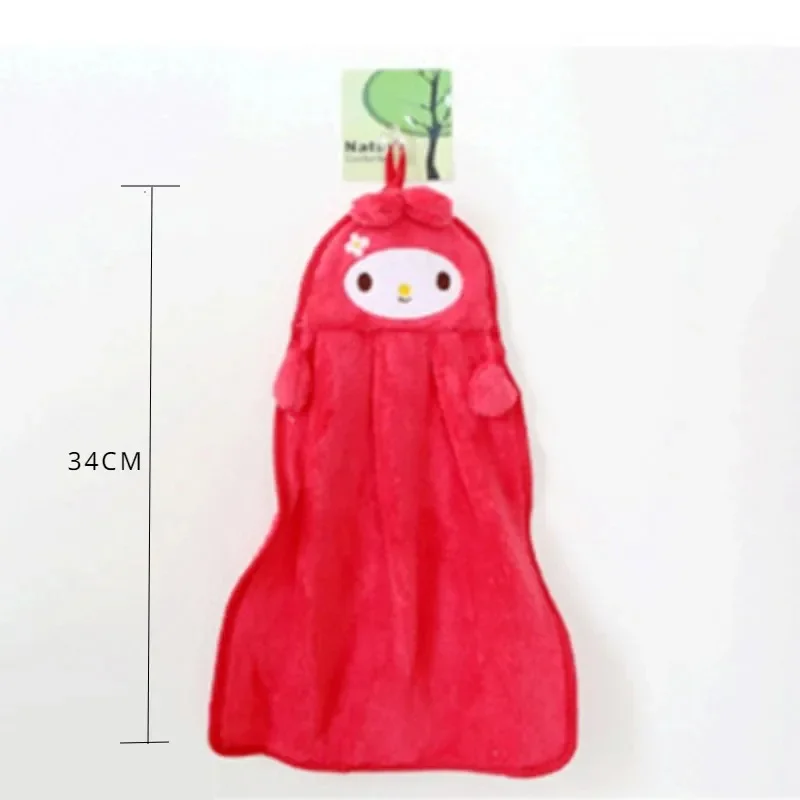 Sanrio Hello Kitty Hand Towel Cute Children's Cartoon Coral Velvet Hello Kitty Embroidered Hanging Hand Towel Hand Washing Towel