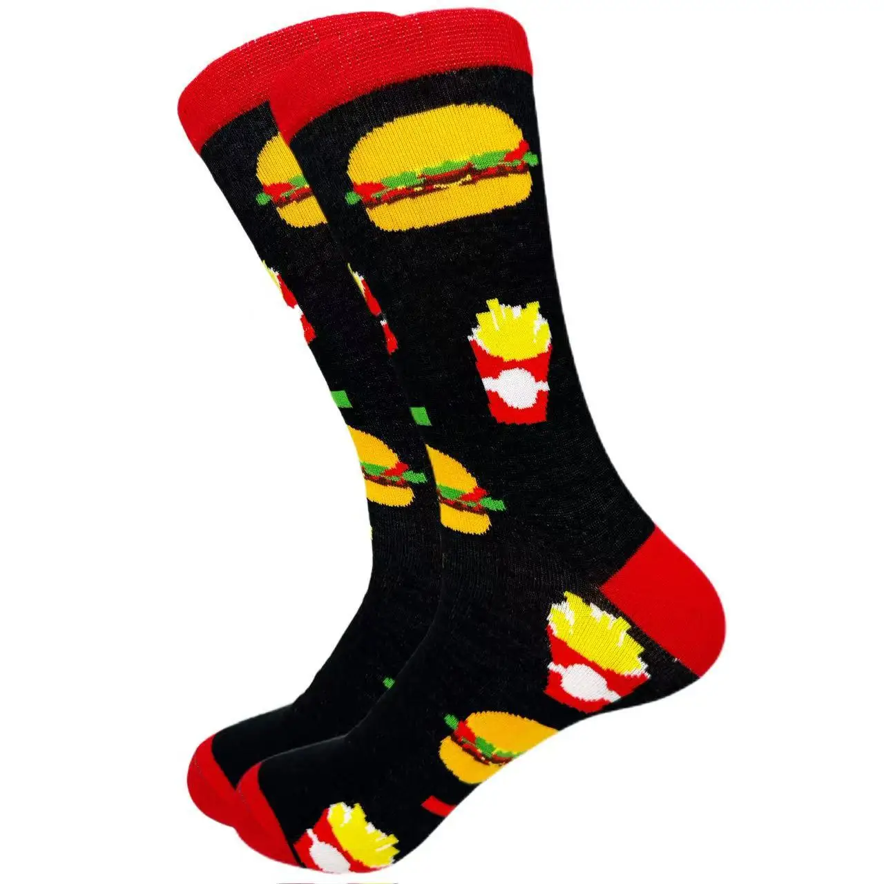

Sports Fuzzy Athletic Autumn Winter Fashion Long Sock Cartoon Food French Fries Hamburgers Cows Beer Lollipops Trendy B7W164