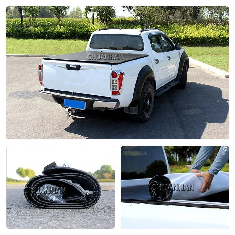 Great Wall Low Profile Soft Roll-Up Truck Bed Tonneau Cover Waterproof Locking Features Compatible Tacoma Navara Tundra