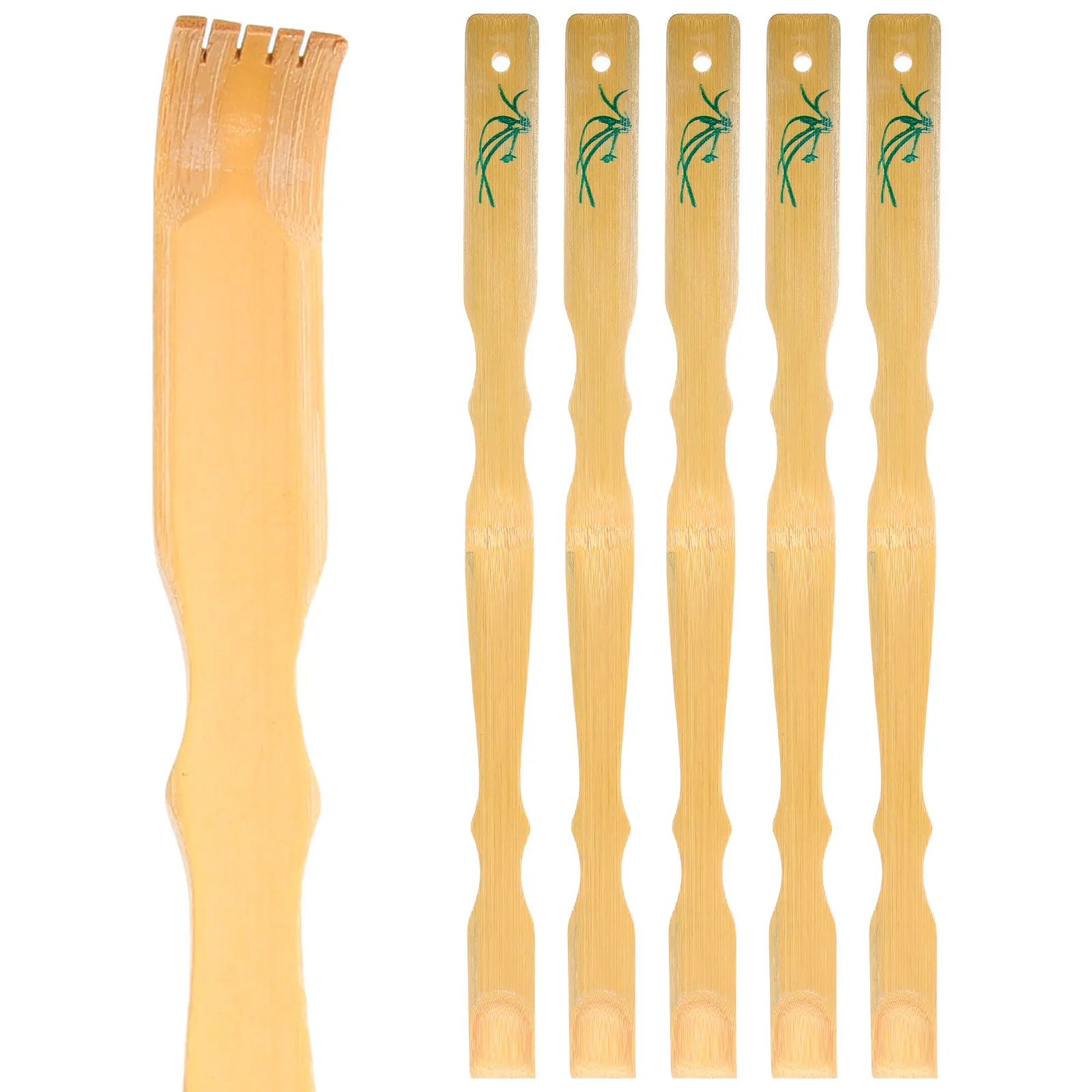 5pcs Bamboo Back Scratcher with Long Handle – Smooth Surface Body Scratching Stick for Stress Relief & Travel