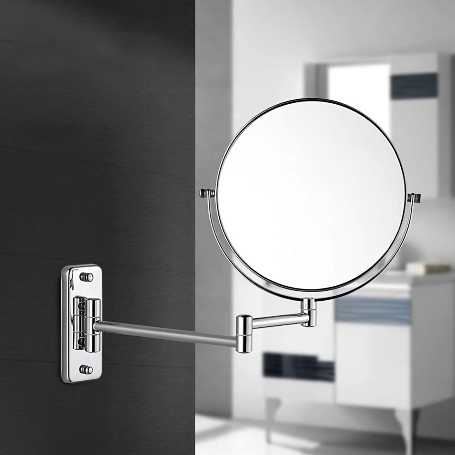 5X Magnifying Wall Mounted Makeup Mirror - Dual Sided, Extendable & Adjustable, Swivel Design for Ultra-Clarity, Ideal for Bathr