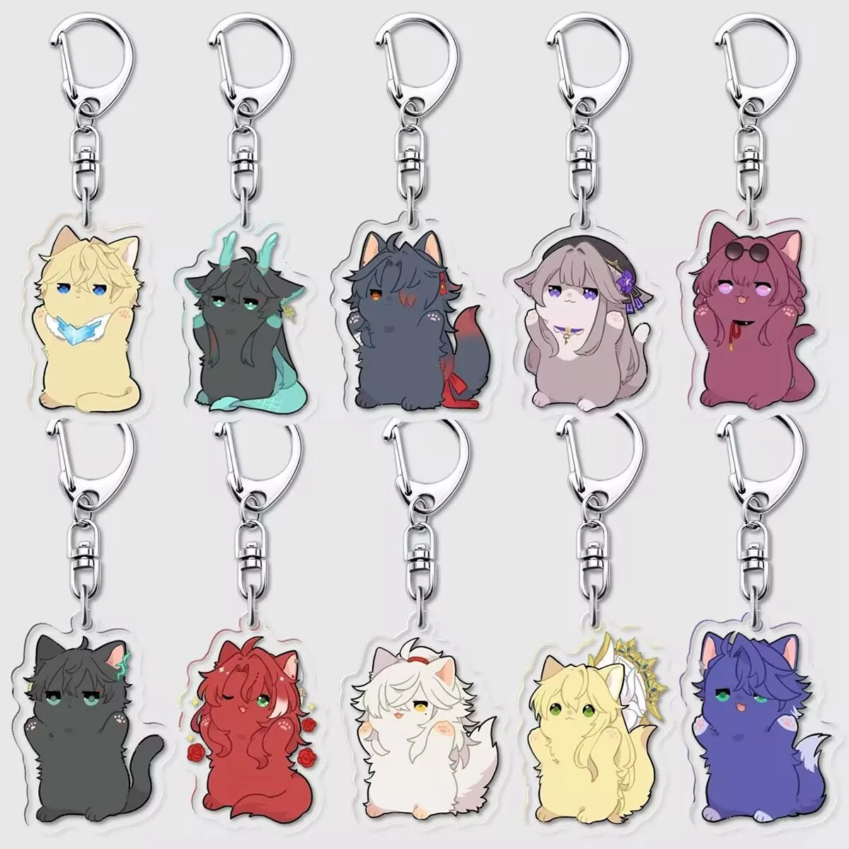 

New Honkai: Star Cute Cat Keychain Blade Argenti Kafka Sampo Luocha Cartoon Pendant Keyring Anime Game Backpack Jewelry Gift