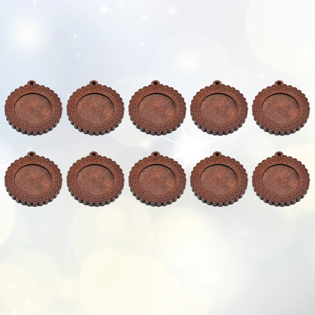 

10 pcs 25Mm Round Time Stone Pendant Wooden Diy Charms Tray For Keychain Jewelry Making Craft Accessory Pendant Tray Charms