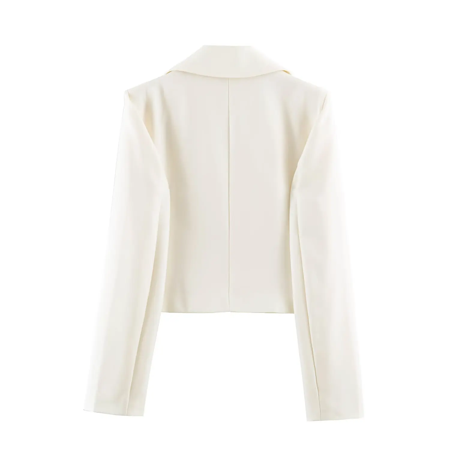 BSAY Elegant Cropped Blazer For Women Double Button Lapel Long Sleeve Slim Fit Short Suit Jacket Office Business Lady Outerwear