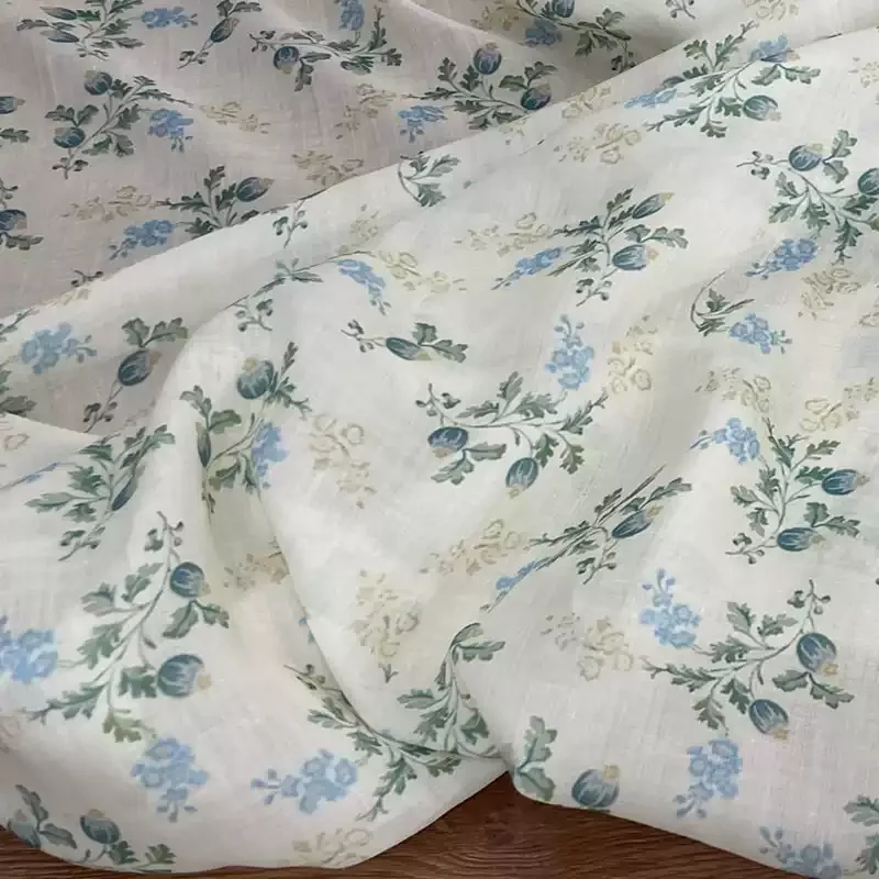 

100% Ramie Milk White Printed Fabric for Sewing and DIY