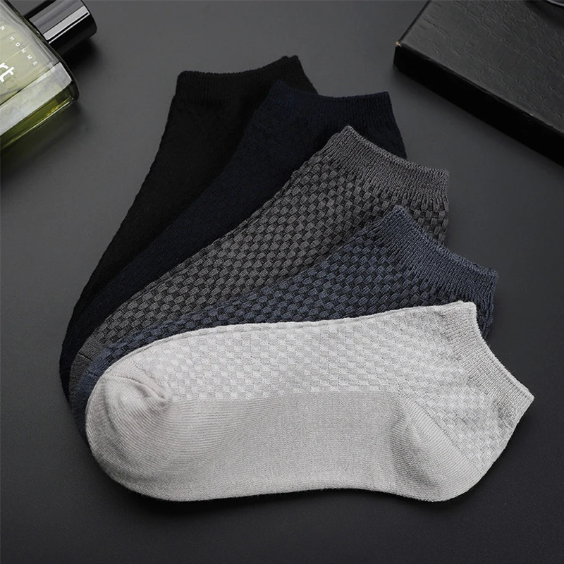 5 Paar Herren-Bootssocken aus Bambusfaser, hochwertige Crew-Knöchelsocken, lässig, Business, atmungsaktiv, weich, Kompressionssocken, niedrig geschnitten, für Männer – Detail 2
