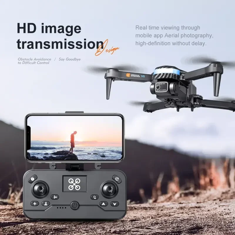 جديد V8 طائرات بدون طيار المهنية 8K HD كاميرا Mini4 الطائرة بدون طيار المهنية التصوير الجوي ثلاثة الجانب تجنب العوائق كوادكوبتر لعبة