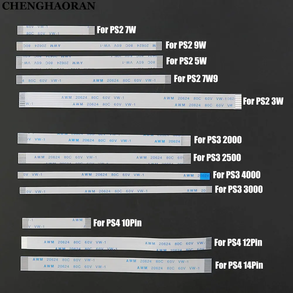 20Pcs For PS3 Slim 2000 2500 3000 4000 Power On Off Reset Switch Flex Ribbon Cable For PS4 10Pin 12Pin 14Pin PS2 3W 5W 9W 70000