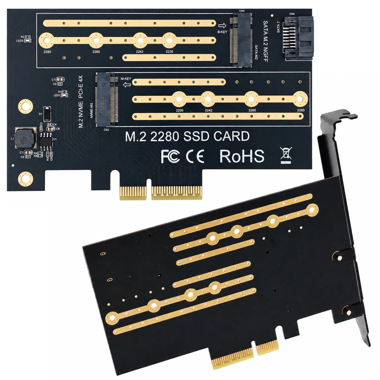NVMe M.2 SSD Adapter, PCIe X1/X4 Add-In Card Models plus SATA NGFF X4 Option, 2230-2280 Desktop Computer Storage Upgrade