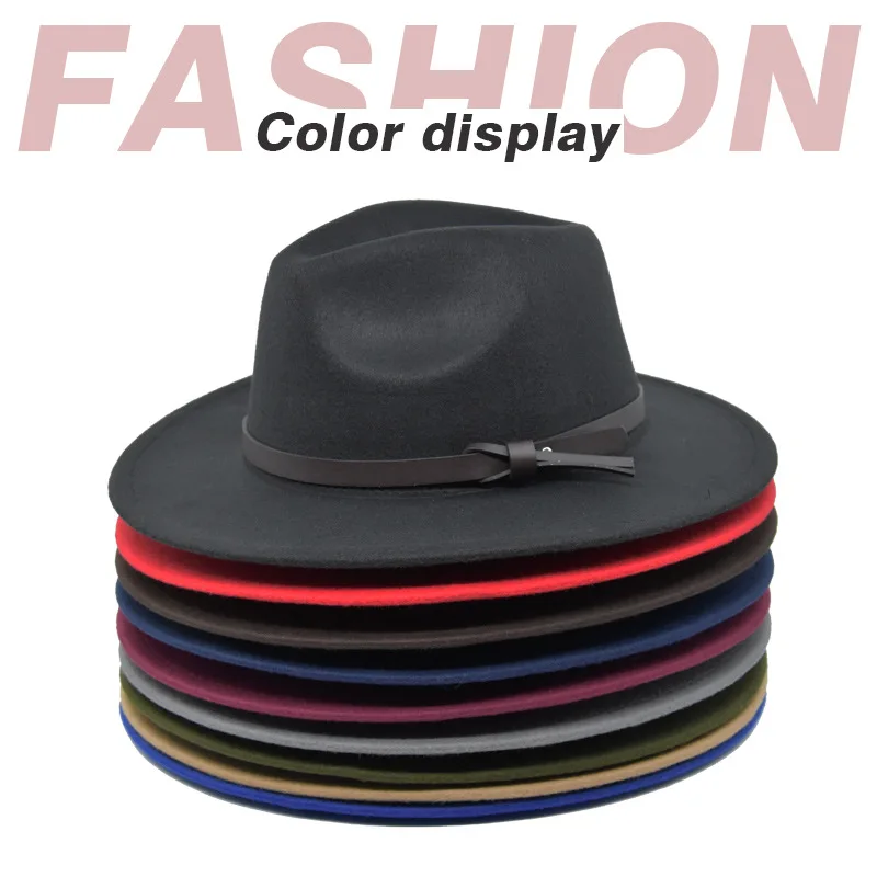 New Korean Style Fashionable Elegant Fedora Hat Women's Spring, Autumn and Winter Woolen Retro Artistic Broad-Brimmed