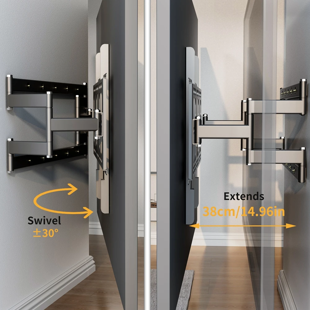 Suporte de parede para TV LCD LED Full Motion para 55-100 polegadas Suporte de TV giratório braço articulado duplo