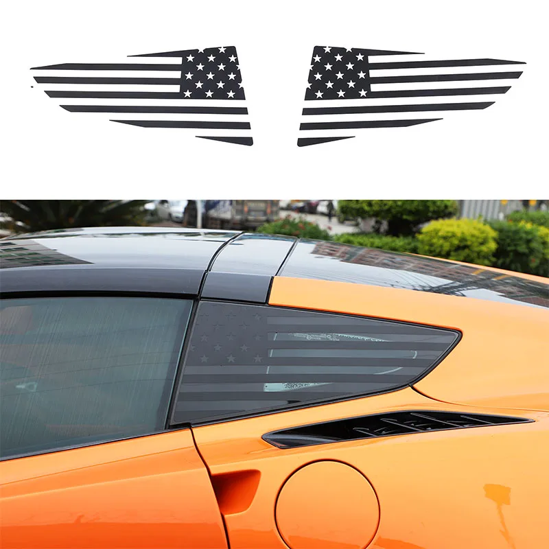 

For Chevrolet Corvette C7 2014-2019 PVC Black Car Rear Triangular Glass Window Sticker Car Exterior Accessories