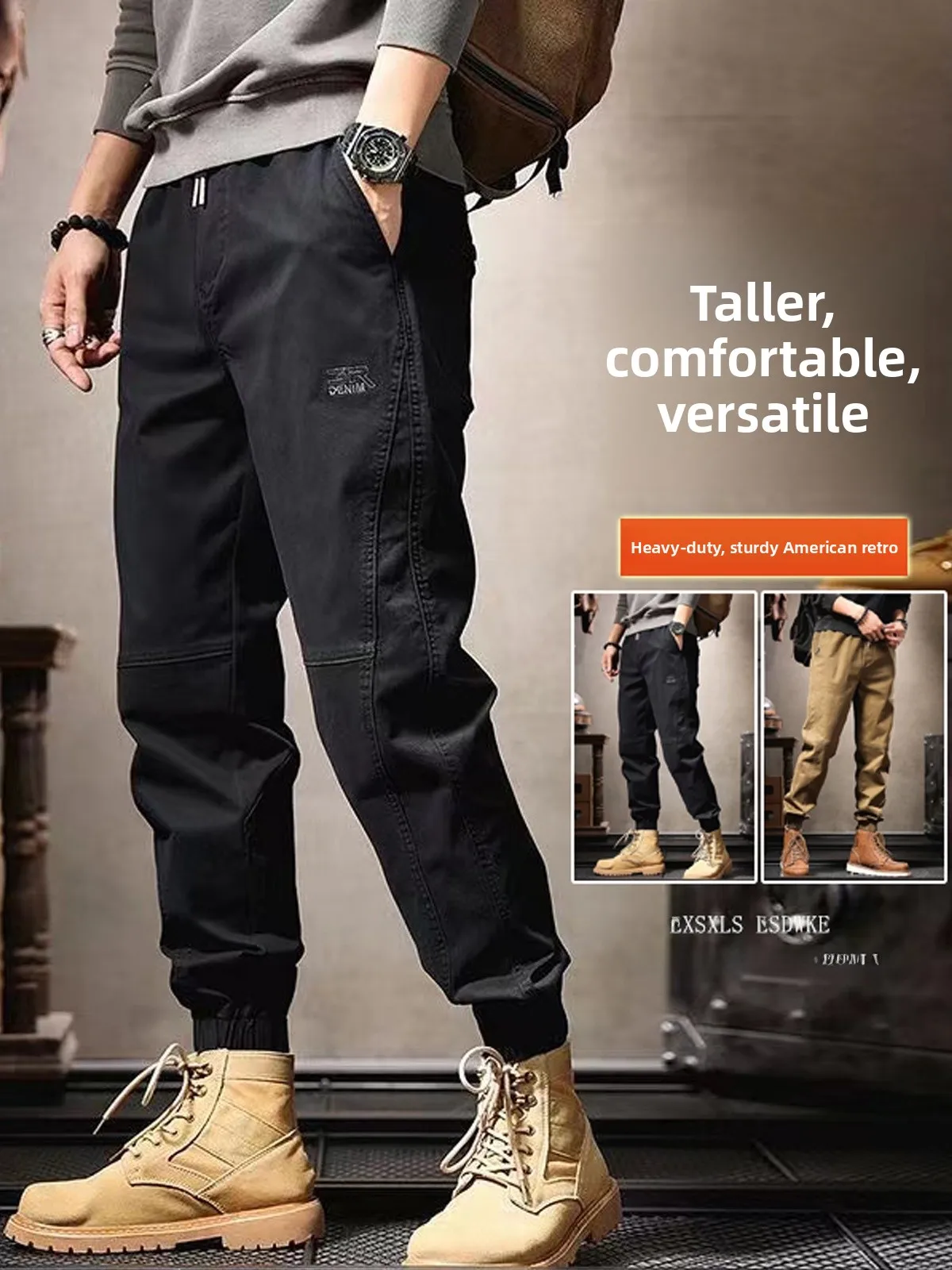 

Повседневные рабочие брюки в американском стиле, мужские свободные прямые брюки, весенне-осенние новые брюки в стиле ретро, рабочая одежда