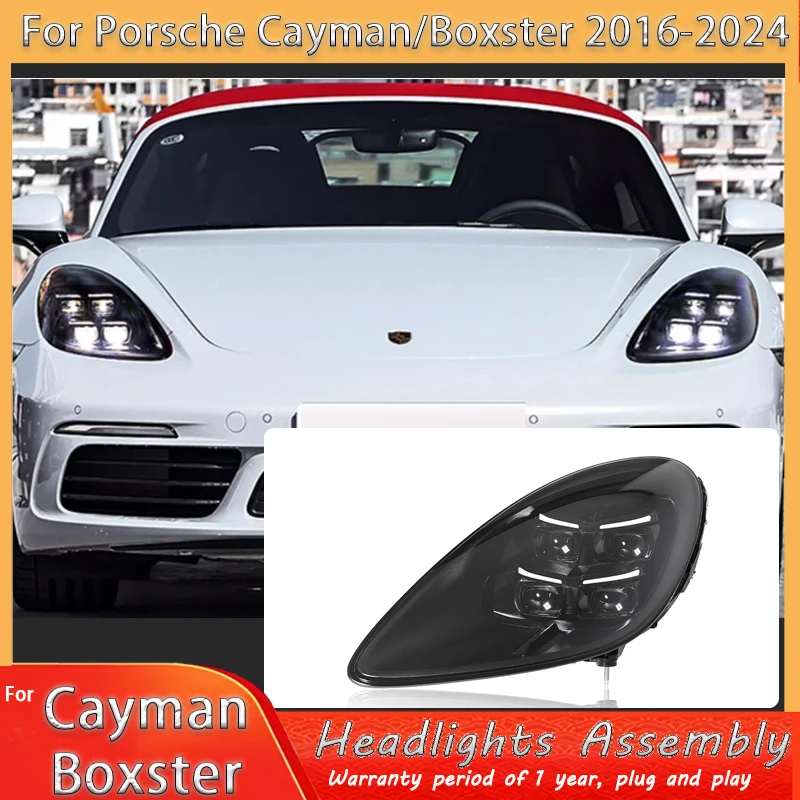 

Автомобильные аксессуары, фара для Porsche Cayman 2016-2024 гг., фара в сборе Boxster, модифицированная 718, светодиодные линзы дневных ходовых огней