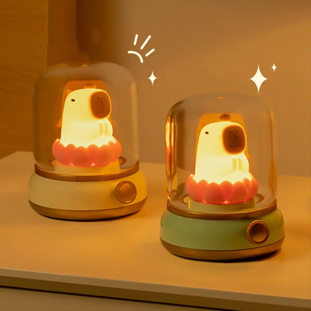 *A99Z Good Luck Lotus Capybara Lamp Creative Cartoon Capibala Night Light Girl Birthday Gift Night Light Green