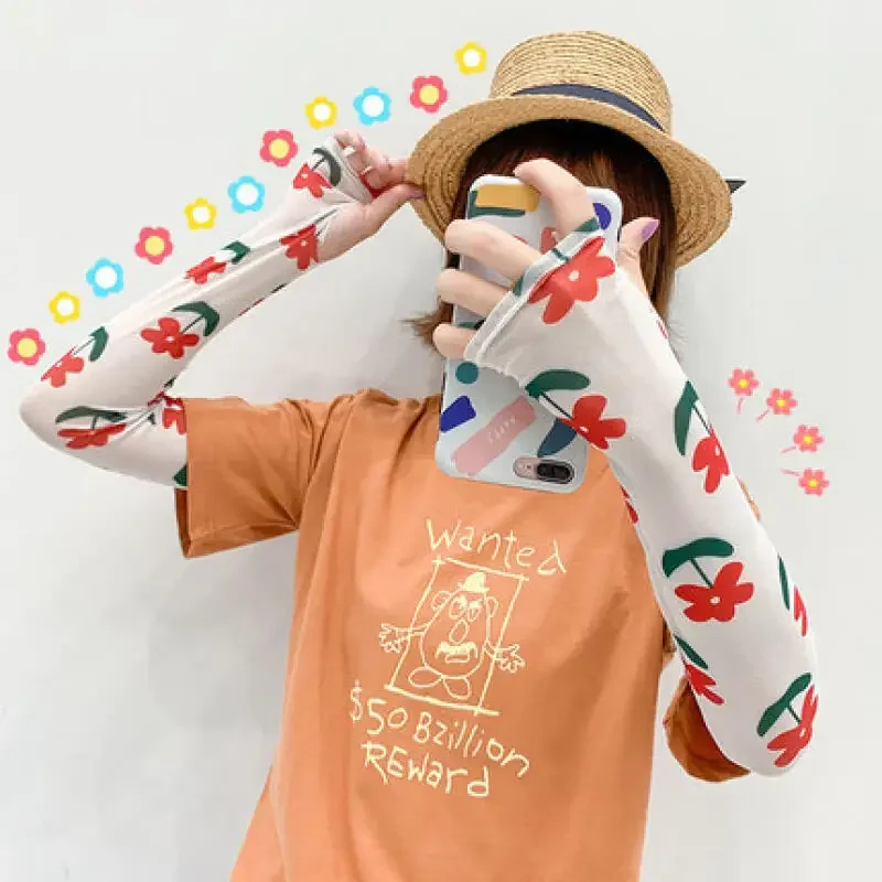 アームスリーブ男性女性アイスシルク日焼け止めスポーツスリーブ韓国ファッショナブルかわいい薄型多用途ハイストリート夏紫外線保護