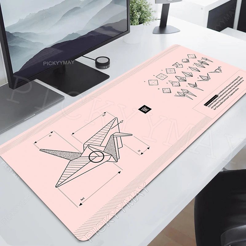 

Pink Mouse Pad Paper Crane Large Gamer Mousepad Keyboard Mat Office Mouse Mats 900x400mm Rubber Desk Pad Table Carpets Slipmat