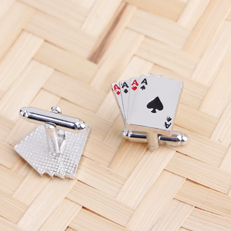 Unisex Playing Card French Shirt Cufflinks and Sleeves, Minimalist Gemelos Camisa  Spinki Do Mankietów