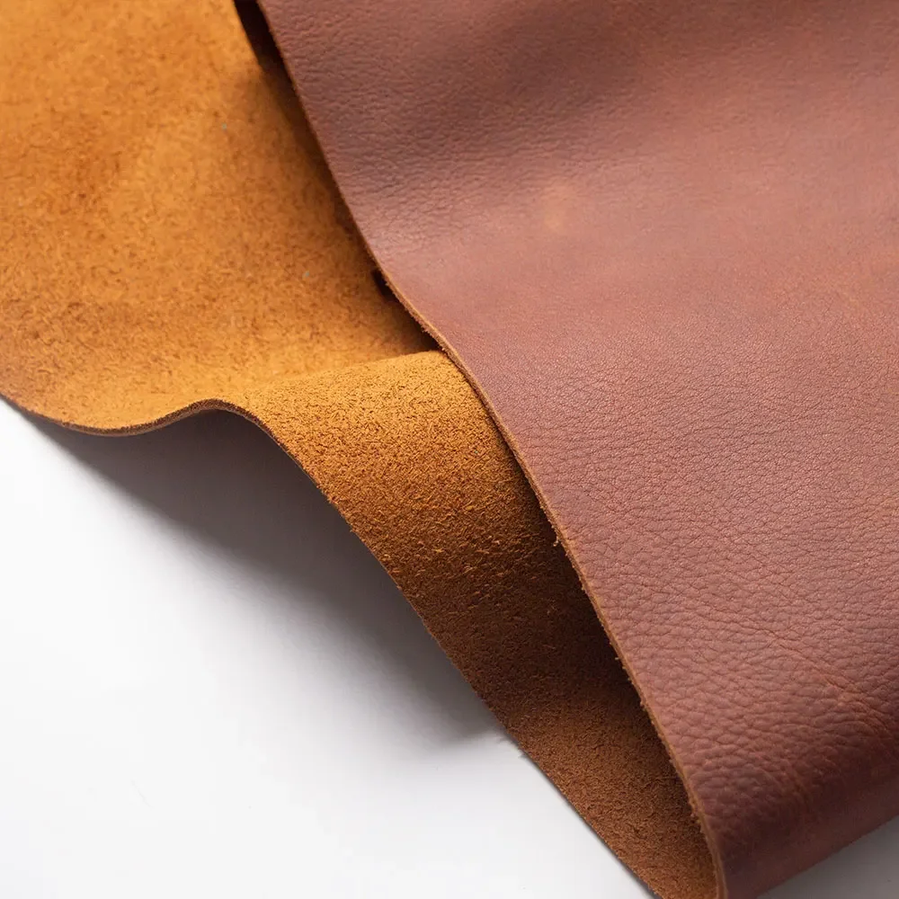 Soft Vintage Brown Buffalo Leather Tanned Cowhide Yellow Brown Genuine Leather Piece Thick Cow Hide First Layer 1.8 to 2 Mm