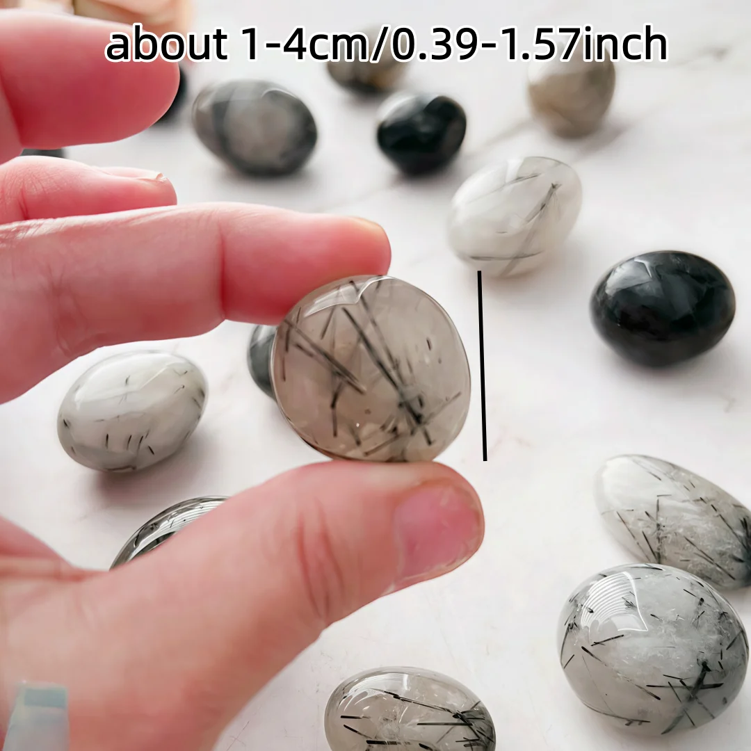 Bulk Natural Black Rutilated Quartz Tumbled Stones, Polished Crystals | 40/120/240g for Jewelry Making & Home Decor