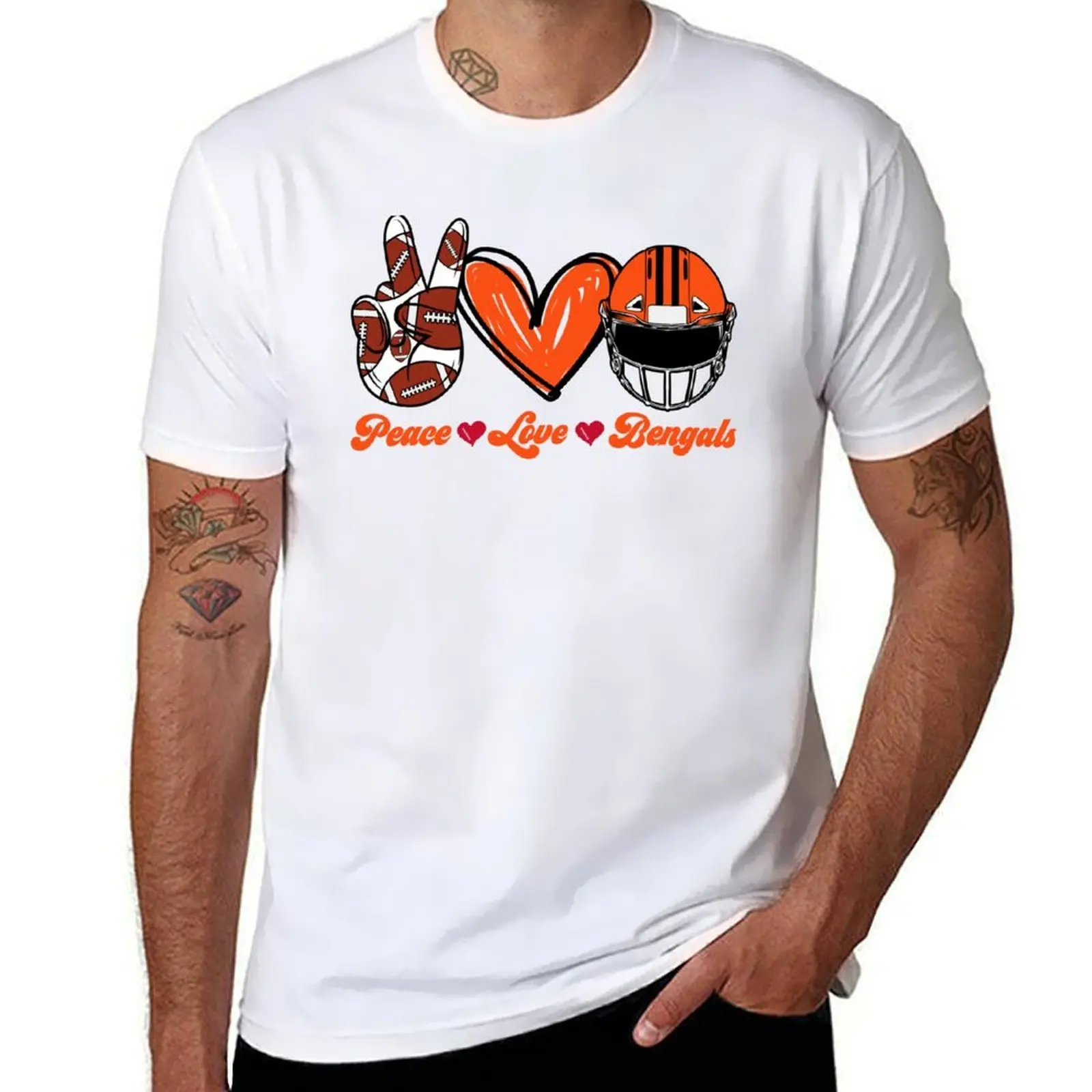 

Peace Love Bengals - Football Team T-Shirt man tshirt anime tshirt T-Shirt