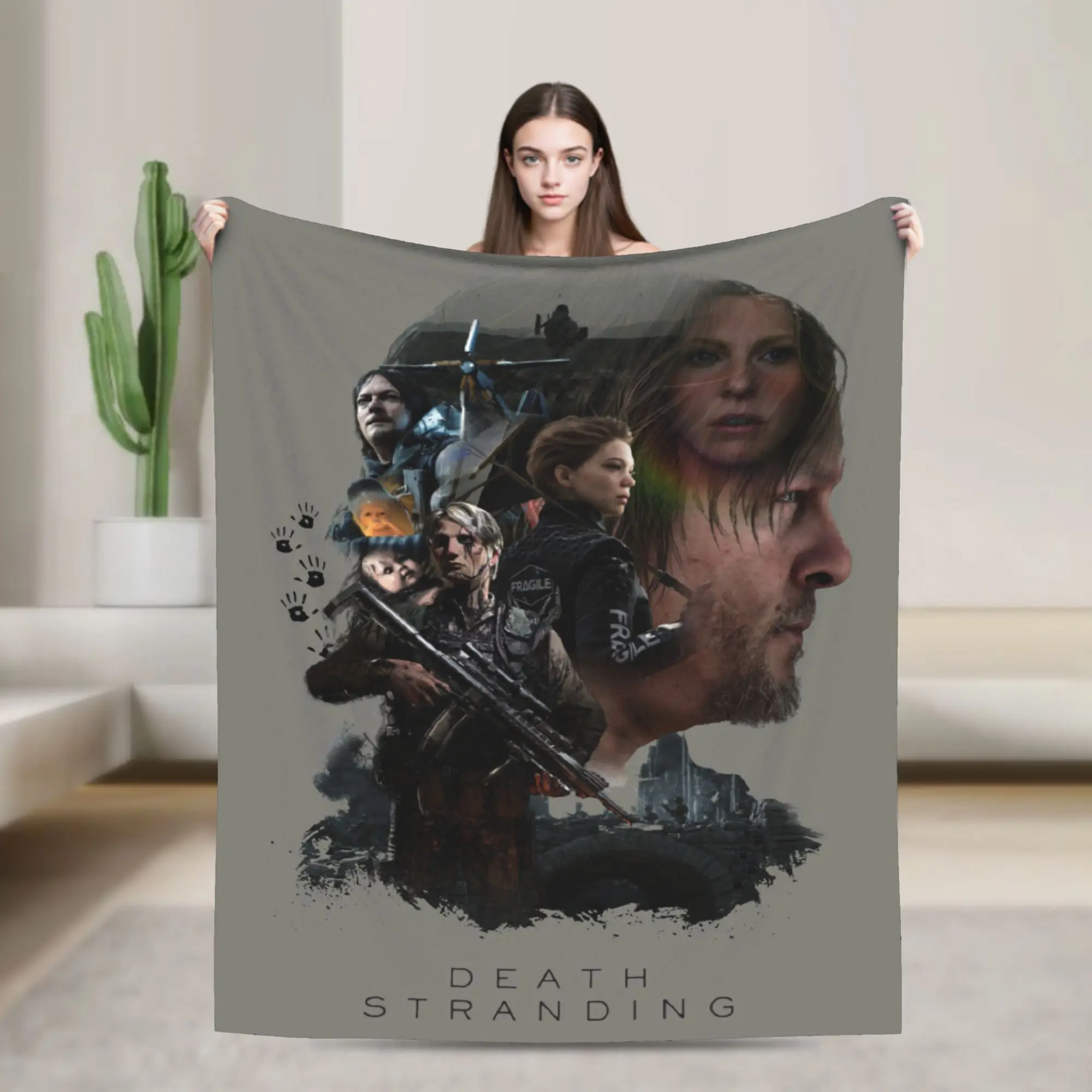 Death Stranding Group Keyart Blankets Kojima Productions Fleece Novelty Warm Throw Blanket for Home Autumn/Winter