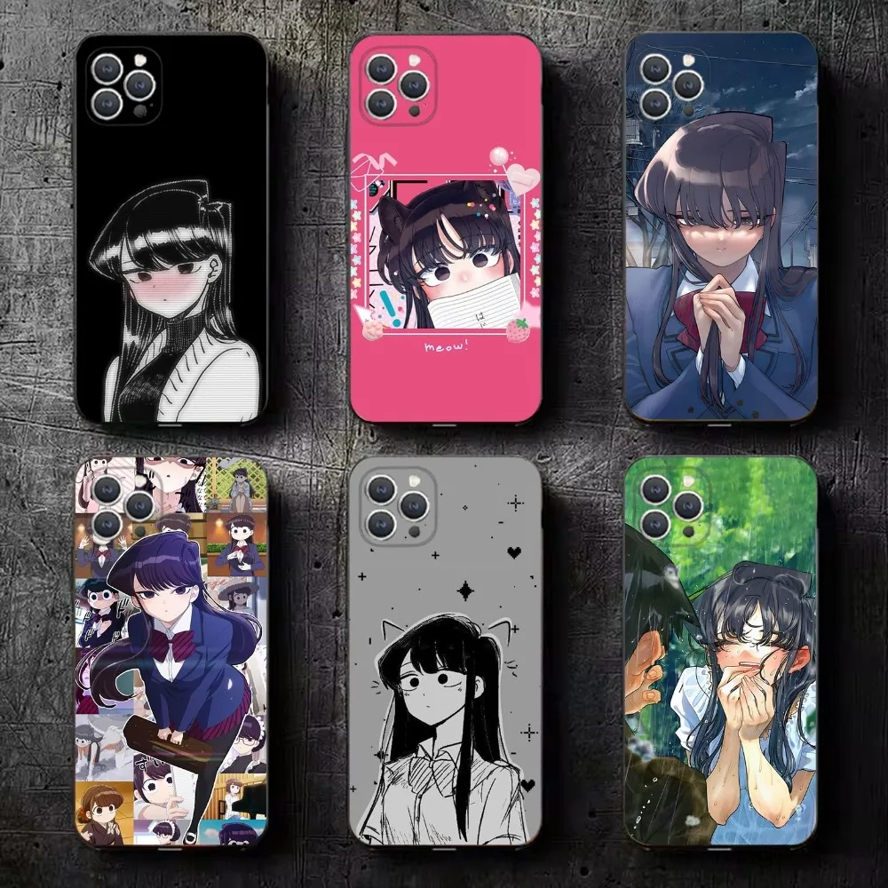 K-Komi Shouko  Phone Case For iPhone 16,15,14,13,12,11,Plus,Pro Max,XS,X,XR,SE,Mini,8,7 Soft Silicone Black Cover