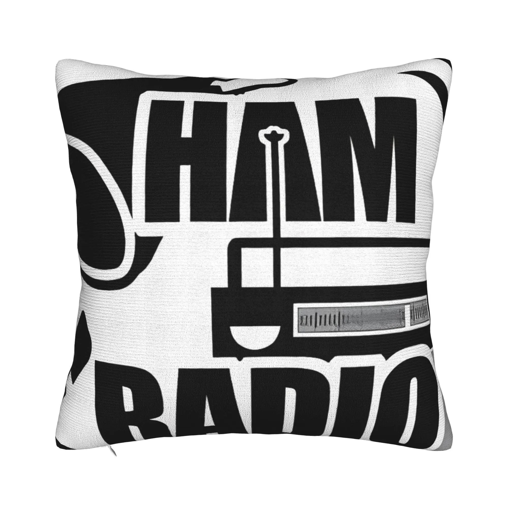 Delicious Ham And The Radio Ham Radio Winter Holiday Farmhouse Home Deco ham radio Pillow Cover Zipper Closure