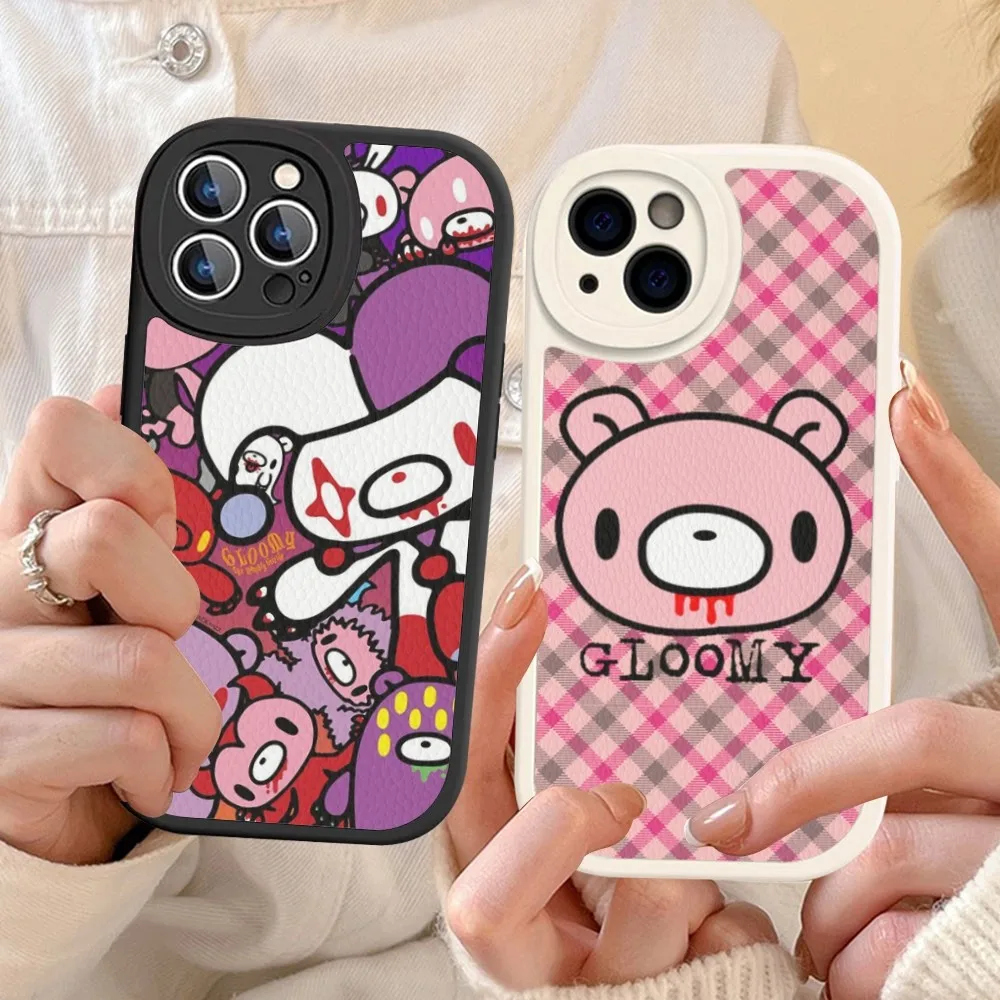 Cartoon G-gloomy Bear Phone Case Hard Leather For iPhone 16 15 14 13 12 Mini 11 14 Pro Max Xs X Xr 7 8 Plus Fundas