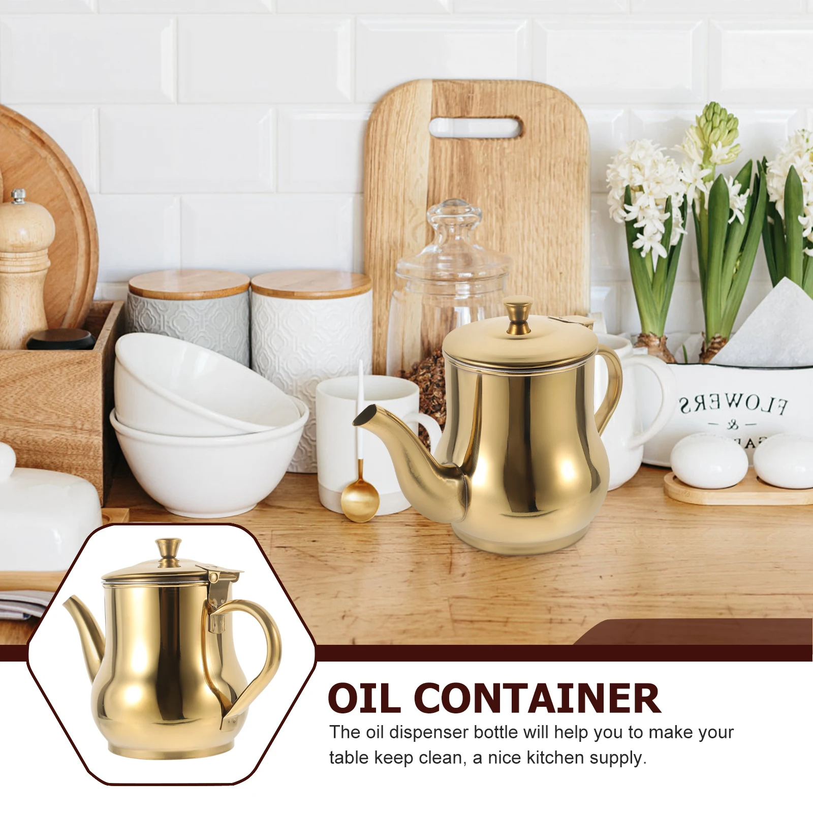 

Stainless Steel Oil Container Kitchen Strainer Pot Removable Filter Cooking Oil Storage Bottle Dispenser Kitchen Storage Bottle