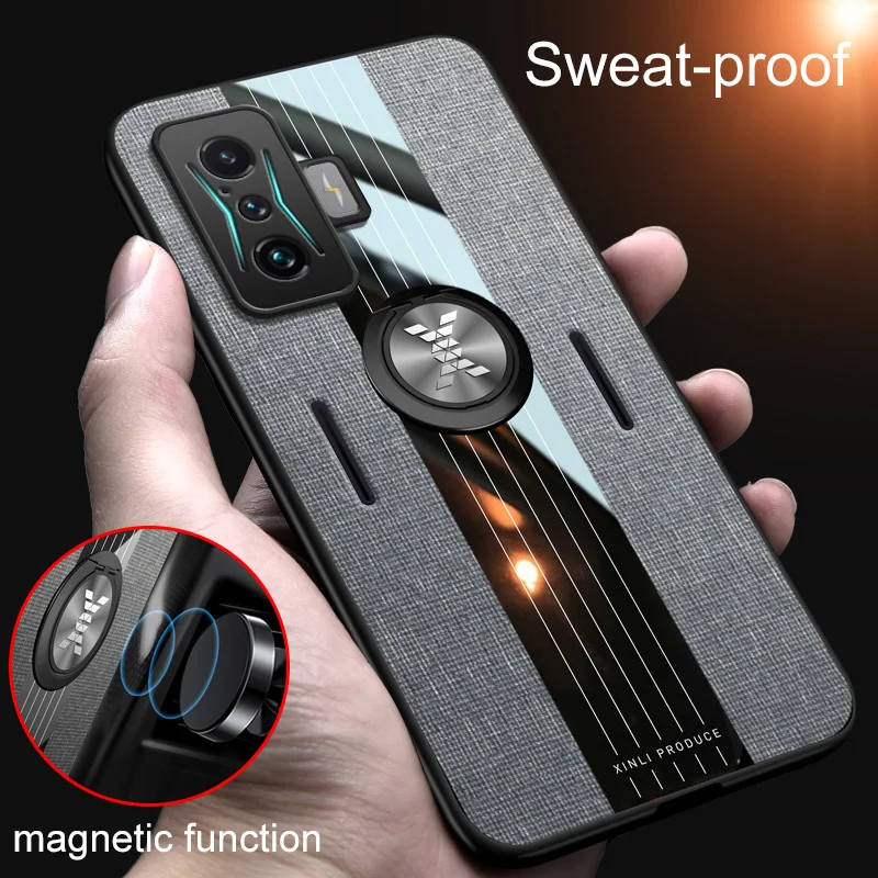 For Xiaomi POCO F4 GT Case Luxury Hard Cloth With Ring Stand Magnet Slim Protective Back Cover For Xiaomi POCO F4 GT Phone Shell