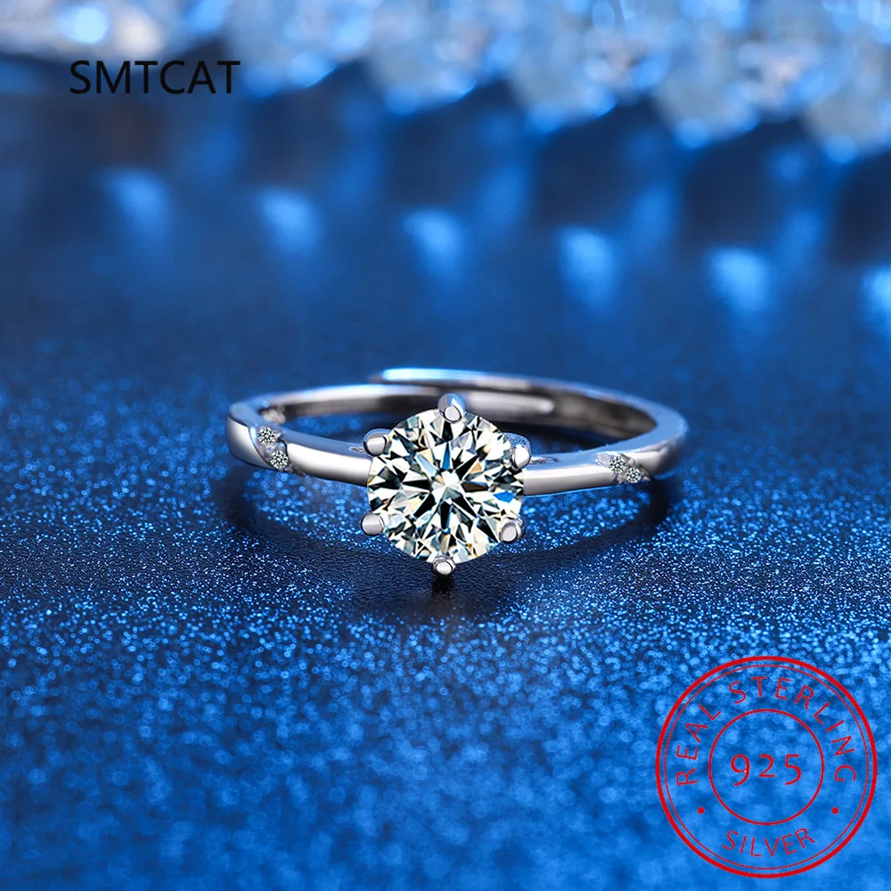 1 Carat D Color Moissanite Diamond Wedding Ring For Women 925 Sterling Silver Finger Band Fine Jewelry Anillos De Prata