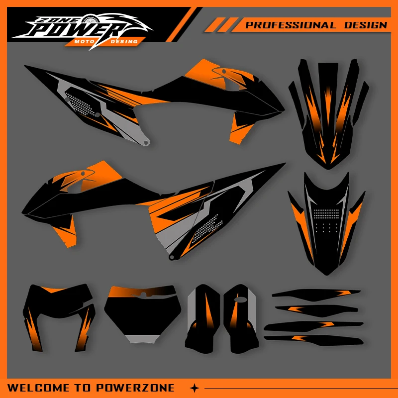 

Графика Powerzone для KTM SX SXF 2019-2022 EXC EXC-F 2020-2023 200 250 300 350 наклейки наклейки мотоцикл фон на заказ 04