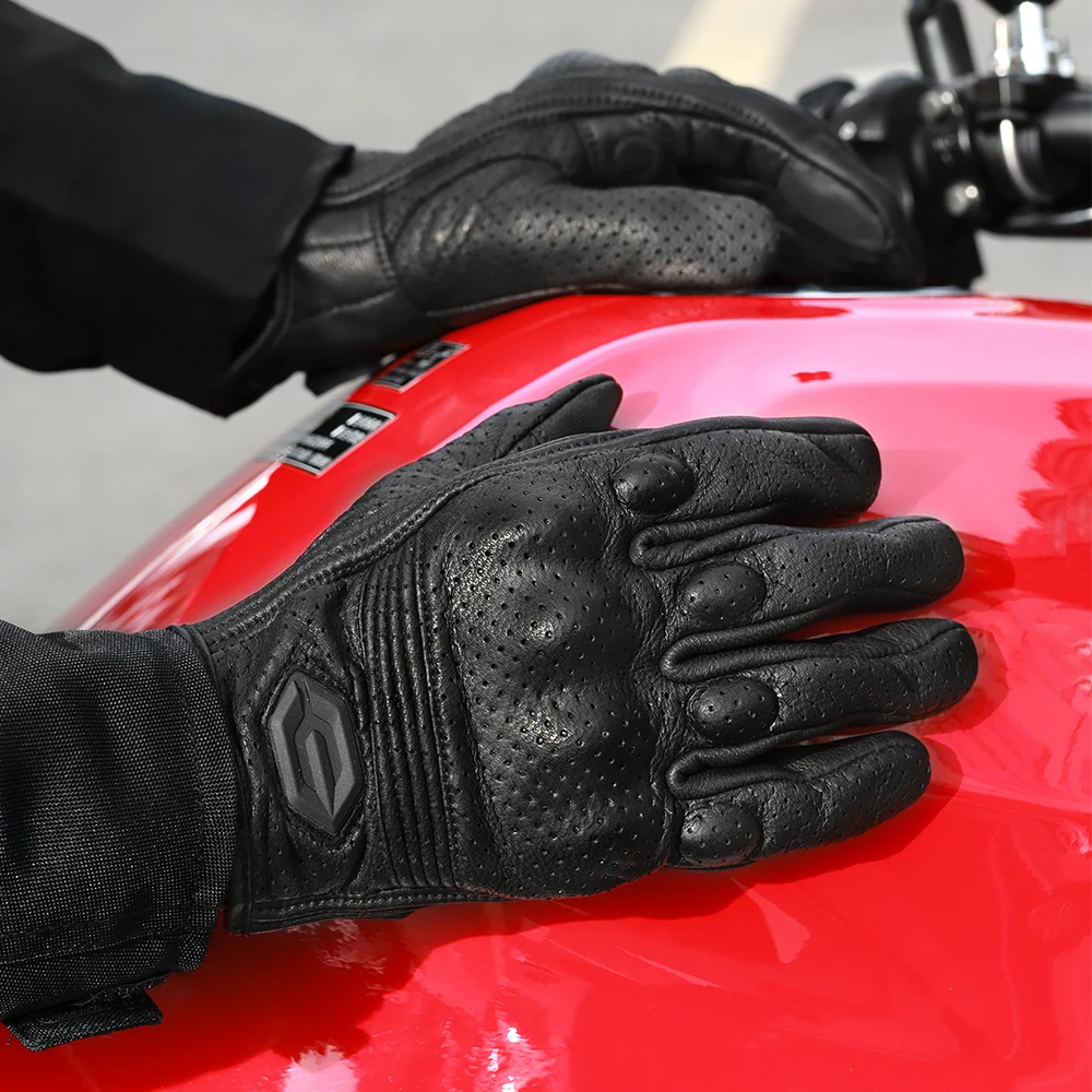 

2025Motorcycle Leather Gloves Waterproof Breathable Moto Gloves Goatskin Leather Motocross Riding Gloves Full Finger Four Season