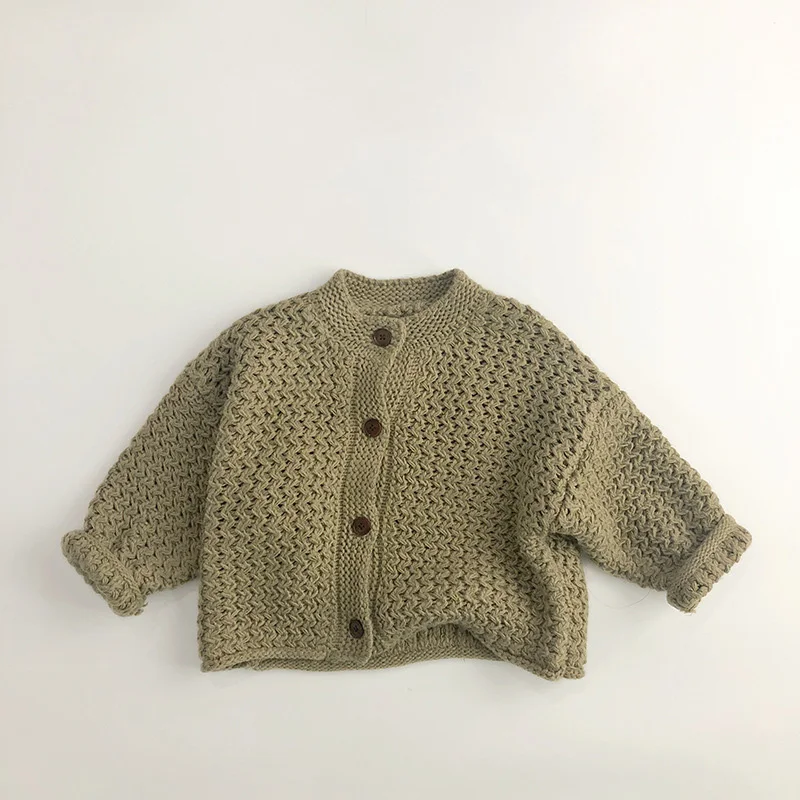 

2025 New Children Sweaters Pinenapple Striped Boys Carigans Single Breasted Girls Knitwear For 1-6 Years Old Boys