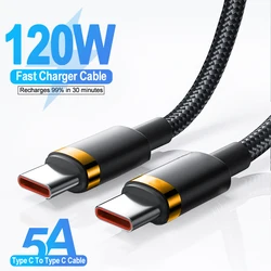 Kabel USB typu C na USB C dla iPhone 15 120 W/5A PD przewód szybkiego ładowania dla Macbook Xiaomi Samsung One Plus kabel ładowarki typu C