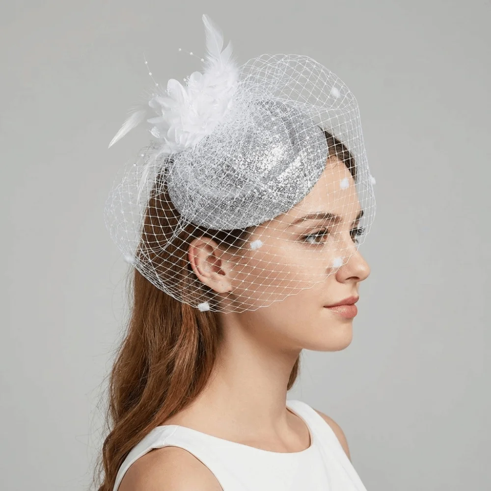 Elegant Solid Color Felt Fascinator Hat Wave Point French Style Hair Clip Hat Luxury Handmade Bridal Headdress Headwear