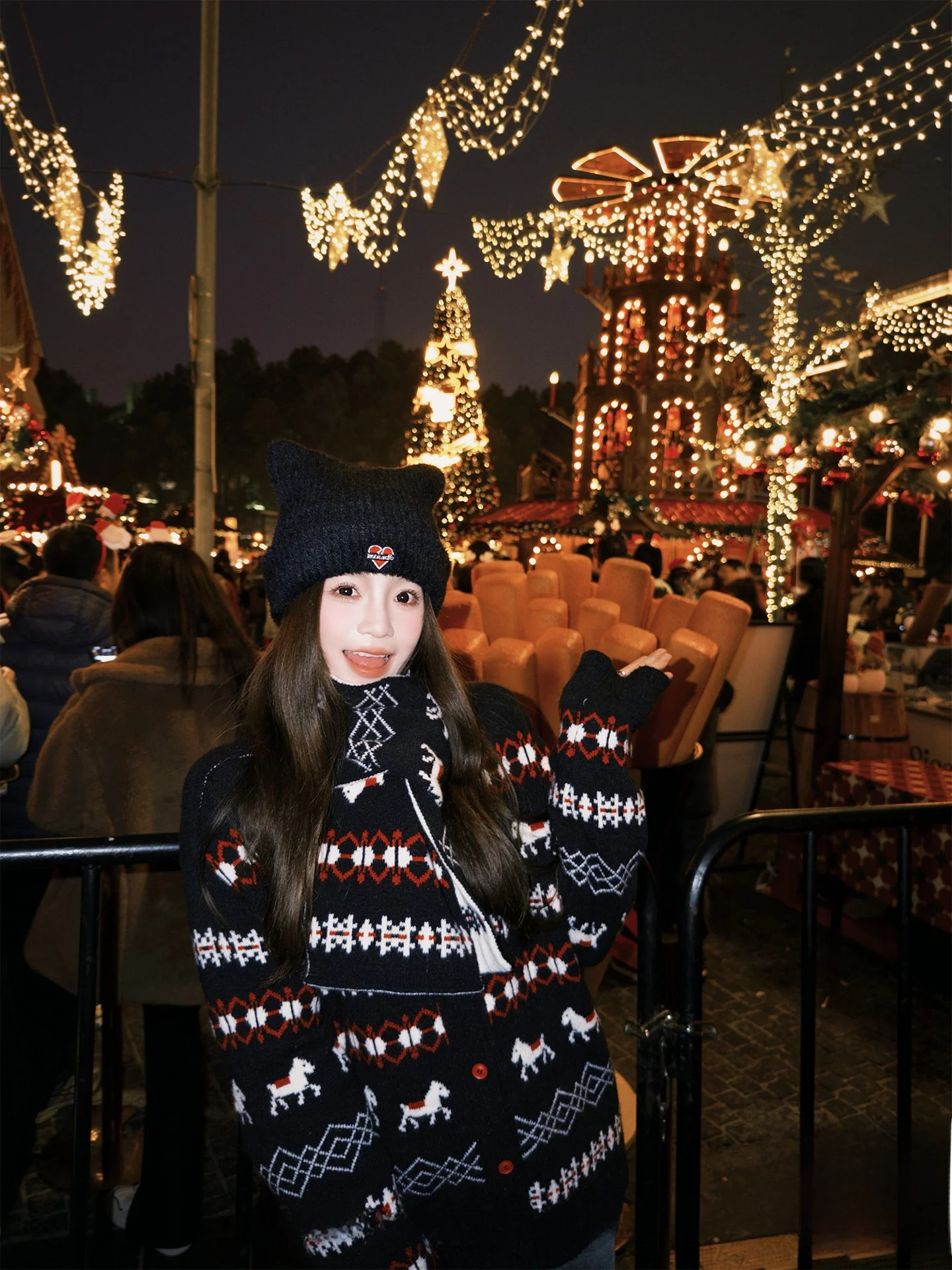 

Vintage Sle Woolen Fair Isle Knitted Sweater And Scarf Set for Women Long Sve Stand Fit Cardigan with Pattern