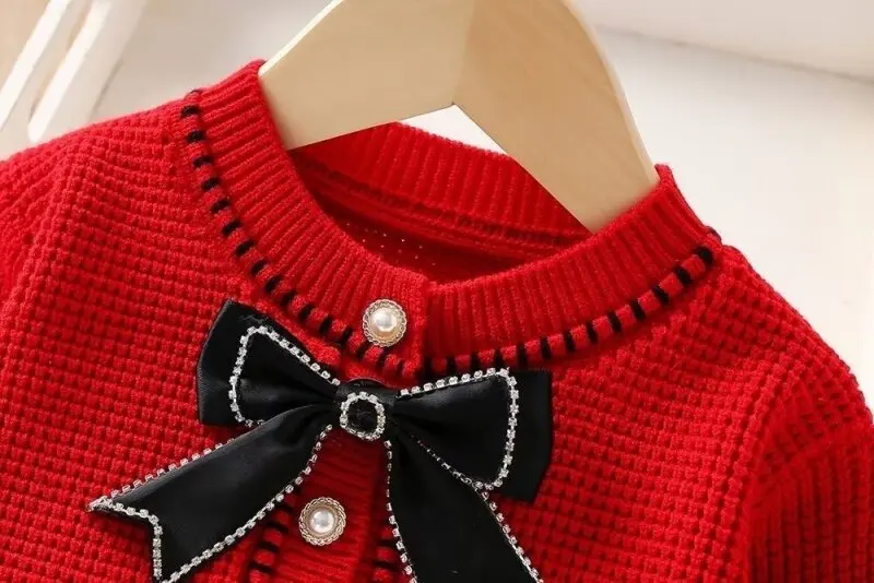 Baby Girls Clothing Set Sweater Clothing Outfit  Newest Winter Knitted Solid Color Casual Top Skirt 3 4 5 6 7 T