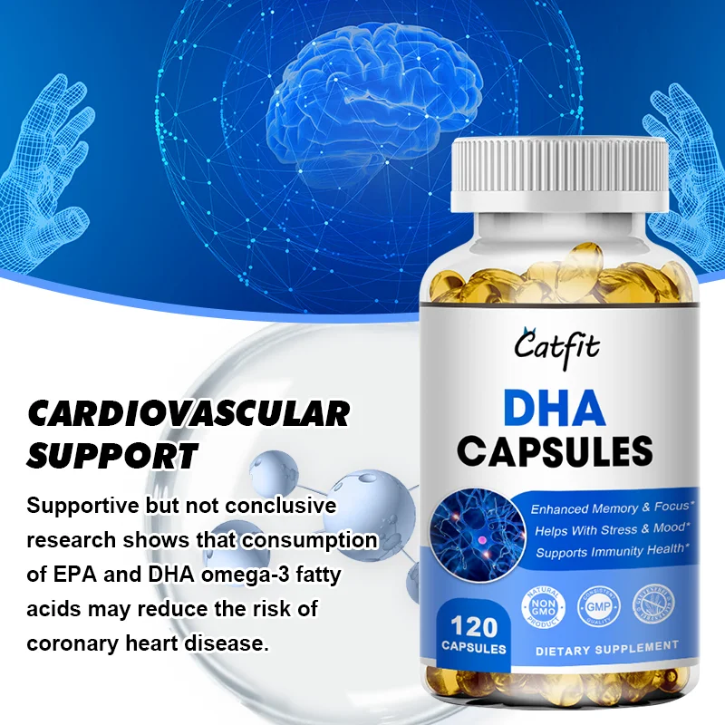 Catfit Omega 3 Fish Oil Capsules with EPA DHA Dietary Supplement Brain Heart Immunity Memory Mood Beauty Health Sleep Quality