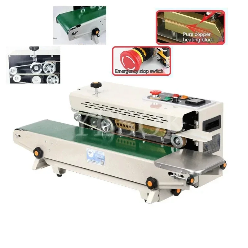 

Electric Bag Sealer Continuous Bag Sealing Machine,Aluminum Foil Plastic Film Packaging Bag Sealing Machine.