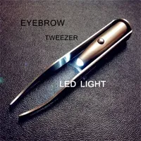 1pc Portable Stainless Steel Smart Design Eyebrow Hair Remove Tweezer with LED Light Makeup Tool