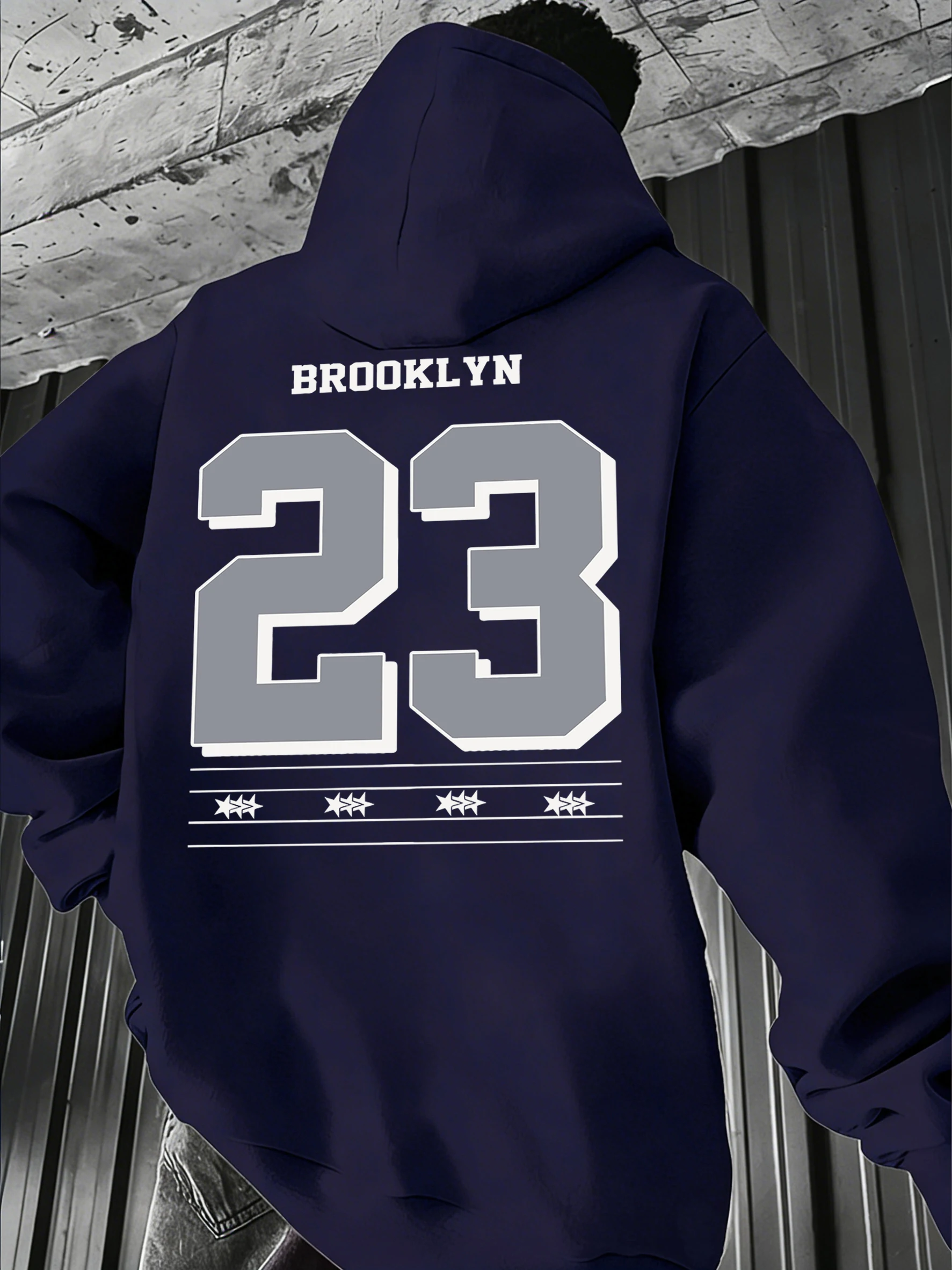 

Мужская толстовка с карманом и креативным принтом Brooklyn Number 23, флисовый свободный пуловер, осенний топ, универсальный свитшот с круглым вырезом, мягкая одежда унисекс